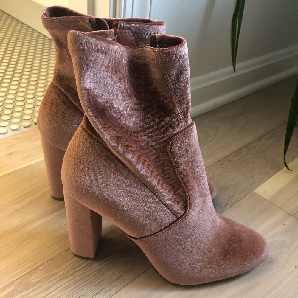 Steve Madden Pink Velvet Ankle Booties
